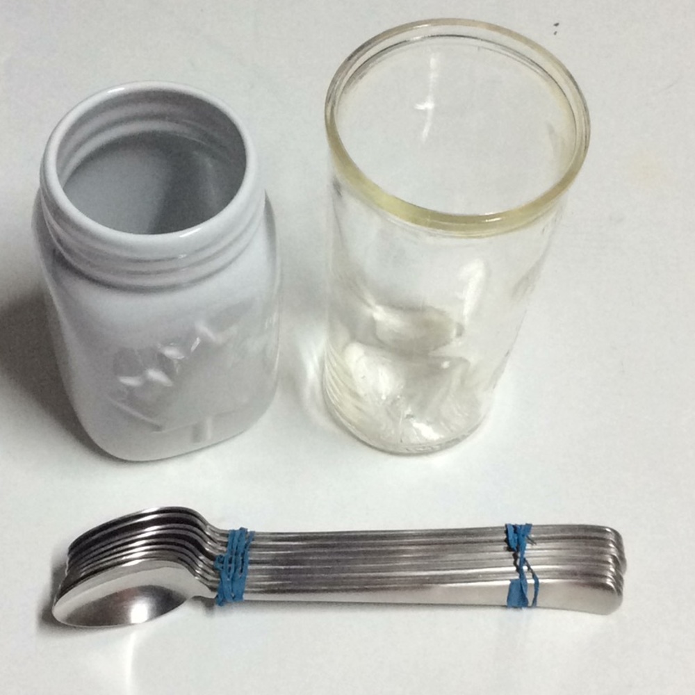 Vintage Measuring Glass, Desert Spoons, Etc.  (v)